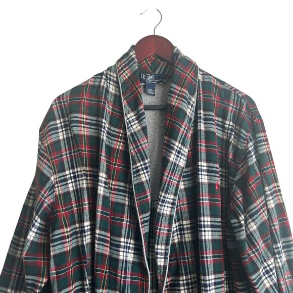 Polo Ralph Lauren‎ Sleepwear Mens Flanel Robe S/M Red Plaid Comfy Preppy Casual - Picture 5 of 15